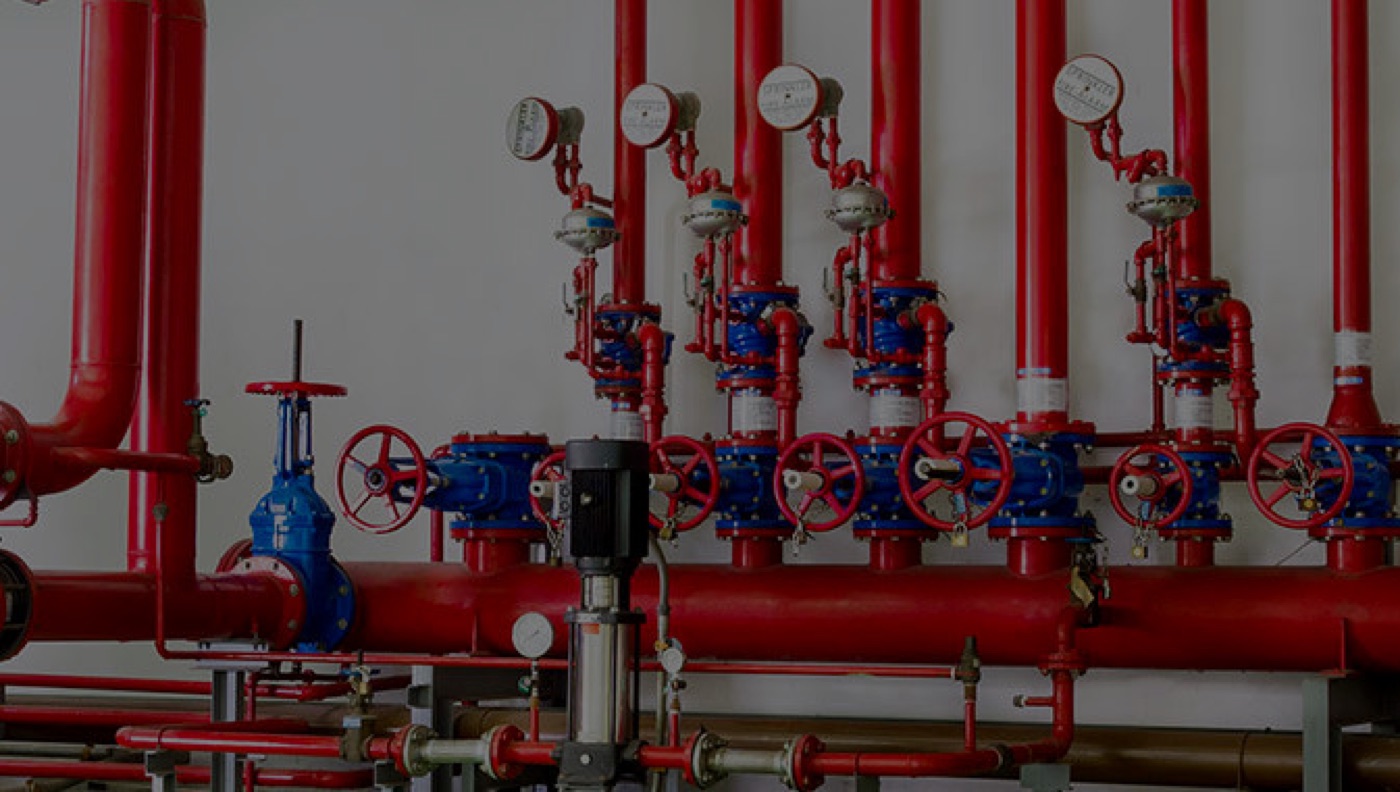 Installed fire hydrant pipework and riser system